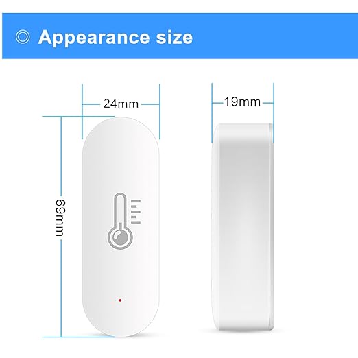 Wengart WiFi Temperature Humidity Sensor, Tuya App Real-Time Alerts, 2.4GHz Indoor Thermometer Hygrometer, Digital Monitor for Baby Room, Humidor, Greenhouse, Compatible with Alexa & Google Assistant