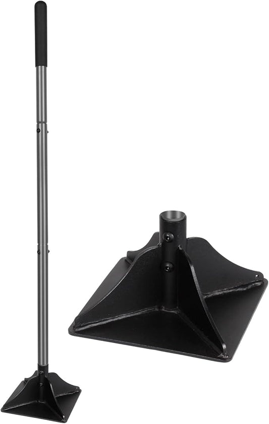 Walensee Steel Tamper with 48 inch Handle 8"x8" Garden Rubber Grip for Laborsaving All-Steel Heavy Duty Ideal Tool Leveling Ground Installing pavers and Repairing Blacktop