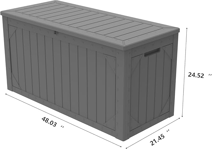 Yardgrace 110 Gallon Resin Deck Box Waterproof Outdoor Storage Box for Patio Furniture Pool Accessories Indoor Storage for Cushion Garden Tools, Gray