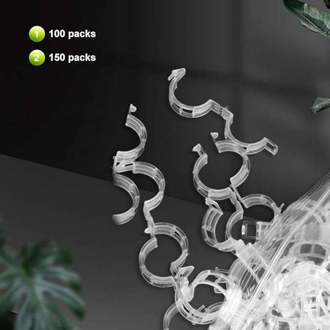 Secured Plastic Plant Clip, 2025 Upgrade Plant Support Clips Reusable Garden Clips, Garden Clips for Climbing Plants, Plastic Trellis Clips Tomato Grape Vine Vegetables Plant Fixing Clips (300, White)