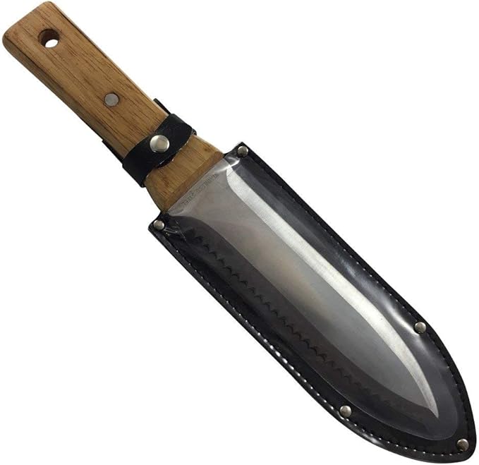Bonsai Outlet Tinyroots Hori Hori Knife for Gardening, Multiple Purpose Garden Tools Used for Digging, Cutting and Weeding, Stainless Steel with Wooden Handle