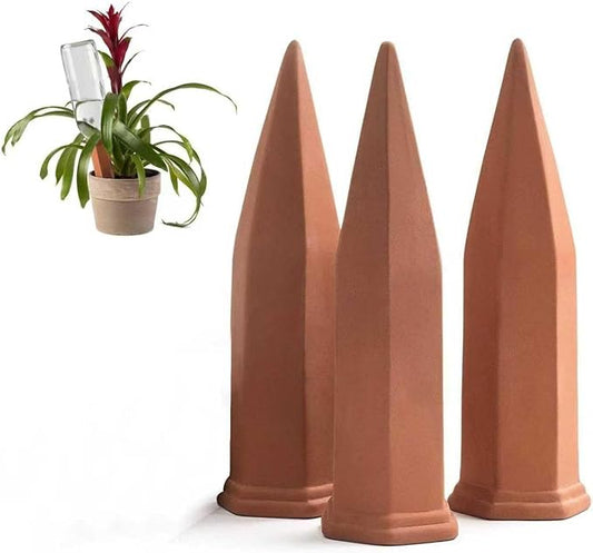 Plant Self-Watering Stakes for Indoor Outdoor Terracotta Watering Spikes for Recycled Wine Bottles to Water at Home or on Vacation (6, Brown)