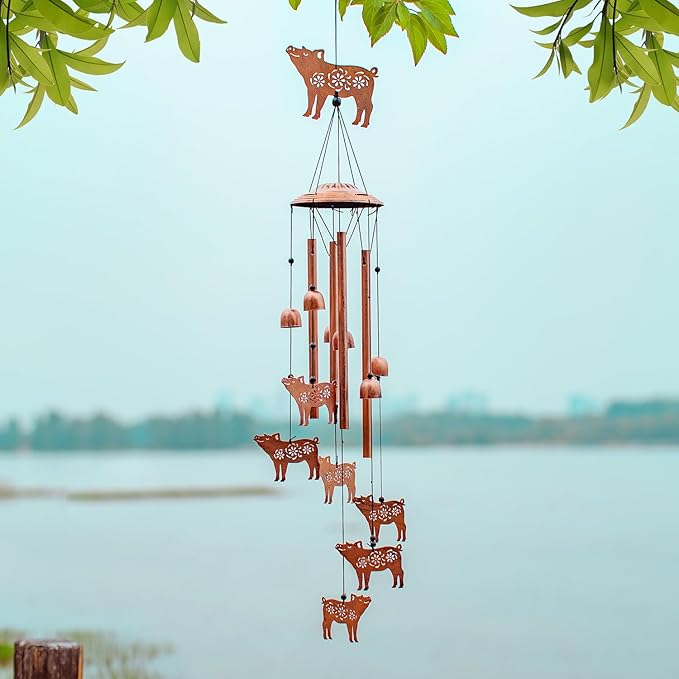 Pig Wind Chimes for Outside,Pig Gifts for Women/Men/Sympathy/Memorial/Festival Birthday Gifts Metal windchimes Outdoors/Indoors,Patio Decor,Garden Decor,Yard,Home,Porch