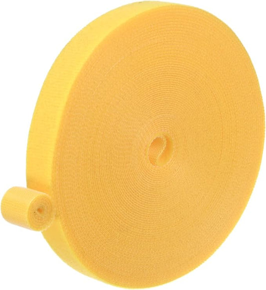 1-Roll Garden Plant Tape, 33 ft x 0.6 in Garden Hook and Loop Plant Ties Multi-Purpose Use Adjustable and Reusable Twist Wire Tape for Plants/Flowers/Vines [Yellow]