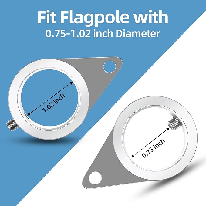 Anovo Flag Pole Rings, Flagpole Rings Aluminum Alloy 360° Rotating Anti Wrap Flag Mounting Spinning Ring Clips for 0.75-1.02 Inch Diameter Flagpole(1 Inch -Pack of 2, Matte Silver)