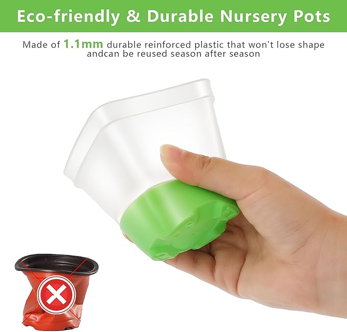 Sckee Clear Nursery Pots for Plants,30 Packs Seed Starting Pots 3.1 inch Plastic Plant Pot Seedling Pots with Drainage Holes Plant Nursery Pots with Silicone Base Seed Starting Pot