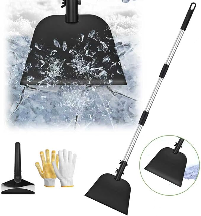 Flat Shovel, 54 inch Ice Scraper, Snow Shovel, Floor Scraper with Adjustable Long Handle, Heavy Duty Ice Chopper, Multifunctional Weed Removal Tool for Driveway, Walkway, Garden and Outdoor Cleaning
