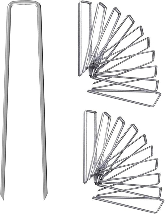 6 Inch Galvanized Garden Landscape Staples Stakes, 25 50 100 PCS Anti-Rust Garden Staples Tent Ground Stakes U-Shaped Landscape Pins for Secure Lawn Fabric, Decoration (50, 6 Inch)
