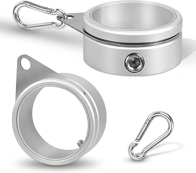 Anovo Flag Pole Rings, Flagpole Rings Aluminum Alloy 360° Rotating Anti Wrap Flag Mounting Spinning Ring Clips for 1.75-2.02 Inch Diameter Flagpole (2 Inch -Pack of 2, Matte Silver)