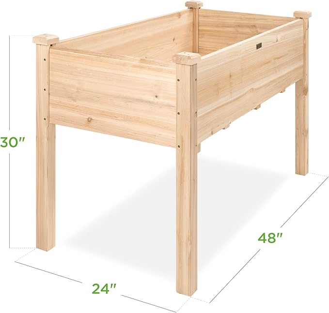 Best Choice Products 48 x 24 x 30 Inches Raised Garden Bed, Elevated Wood Planter Box Stand for Backyard, Patio, Balcony with Bed Liner, 200 Pound Capacity - Natural