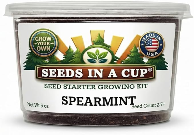 Spearmint Grow Kit – Indoor Herb Garden Starter Set with Non‑GMO Spearmint Seeds, Soil & Cup – Easy Spring Planting Gift for Beginners, Kids & Home Kitchens