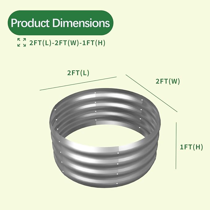 Galvanized Garden Bed kit for Vegetables/Herbs/Flowers (2X2X1)