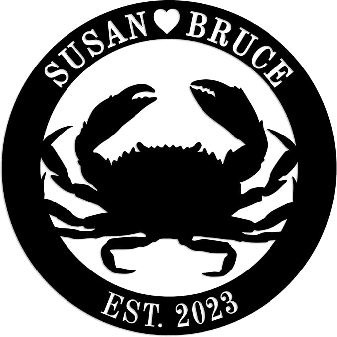Personalized Metal Beach Crab Sign Custom Metal Crab Sign
