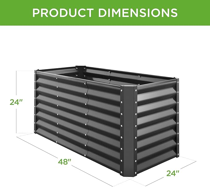 Best Choice Products 4x2x2ft Outdoor Metal Raised Garden Bed, Deep Root Planter Box for Vegetables, Flowers, Herbs w/ 119 Gallon Capacity - Gray