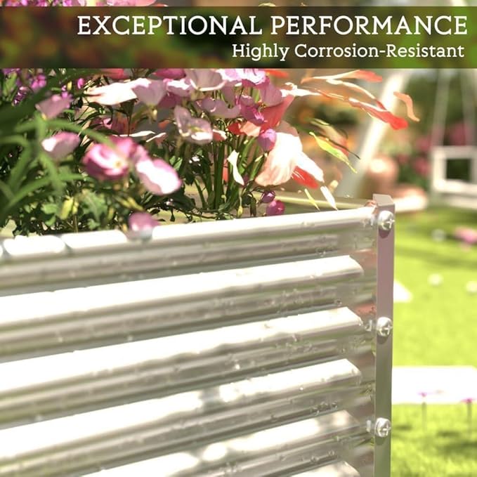 FRIZIONE 3pcs Tall 4x2ft Galvanized Raised Garden Bed Outdoor,Above Ground Garden Bed for Vegetable,Metal Raised Beds for Flower,Steel Raised Beds for Gardening