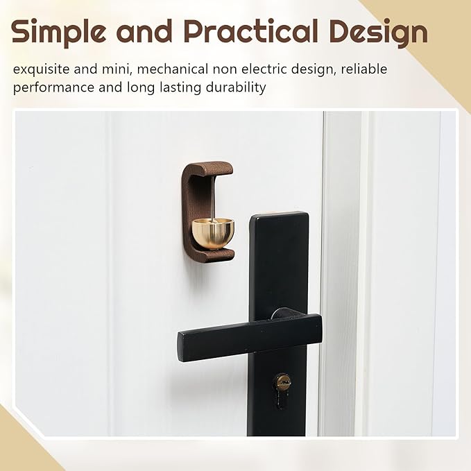 Zonon 8 Pcs Magnetic Wooden Wind Chime Doorbell Decoration Shopkeepers Bell for Door Opening C Shape for Housewarming Gift Refrigerator Room Garden Restaurant (Black Walnut)
