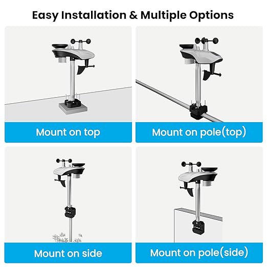 Sainlogic SA68 Home Weather Station with Weather Stations Wireless Indoor Outdoor and Rain Gauge Outdoor for Temperture,Humidity,Forecast,Pressure,Moon Phase,Alarm Clock for Bedroom,Gray(No WiFi)