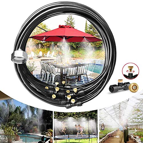 360° Adjustable Mister Drip Irrigation System -Water Trampoline Sprinkler Kit for Kids Summer Fun.50Ft Garden Greenhouse Plant Watering System with 8 Nozzles for Yard, Lawn, Plants (33FT)