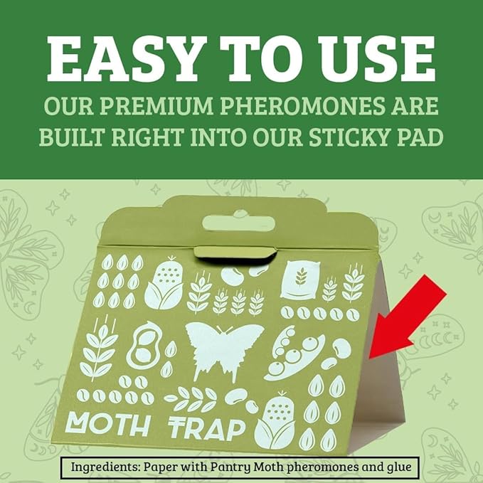 Professor Killamoth Triple-Strength Pantry Moth Traps 6 Pack – Safe Pheromone Moth Traps for House & Kitchen – Non-Toxic Pantry Pest Solution for Indian Meal Moths