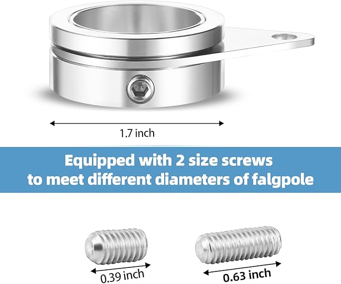 Anovo 1.25" Flag Pole Rings, Flagpole Rings Aluminum Alloy 360° Rotating Anti Wrap Flag Mounting Spinning Ring Clips for 1.02-1.25 Inch Diameter Flagpole (1.25 Inch -Pack of 4, Matte Silver)
