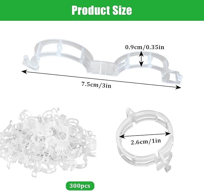 YFANITI 300 PCS White Plant Fixing Clips,Plant Support Clips, Tomato Clips, Plastic Trellis Clips,Garden Clip for Fixing Stem and Vine