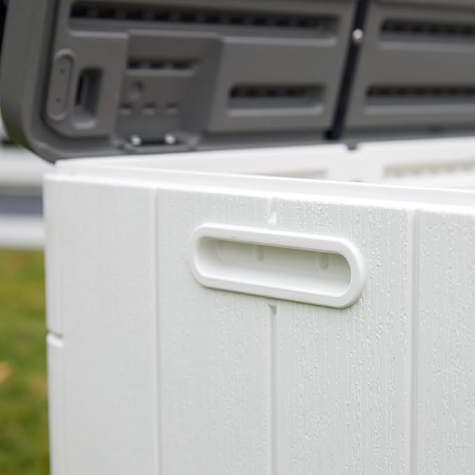 100GAL-White，European Style Small Cabinet - White Waterproof Resin Storage Bin for Patio Cushions，Accessories，UV Resistan