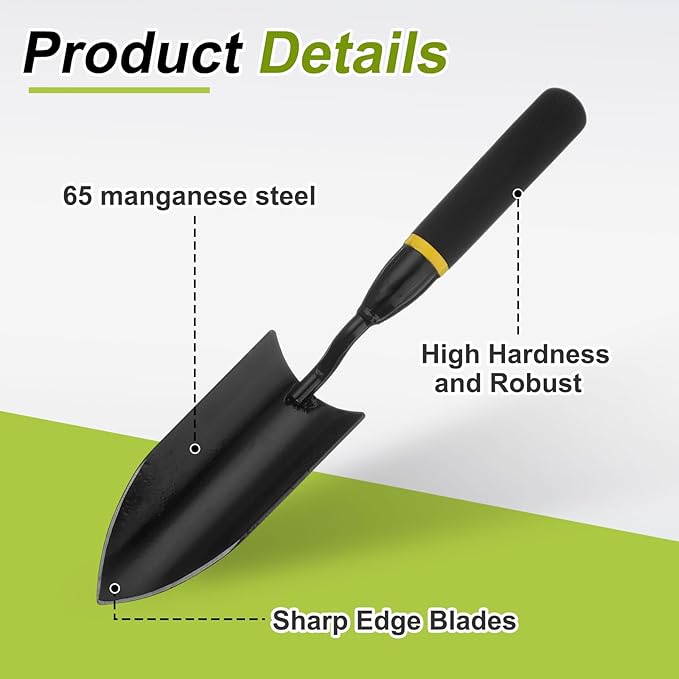 HARFINGTON 2pcs Garden Hand Shovel Set Metal Hand Trowel Gardening Tools with PVC Handle for Transplanting Weeding Digging Planting