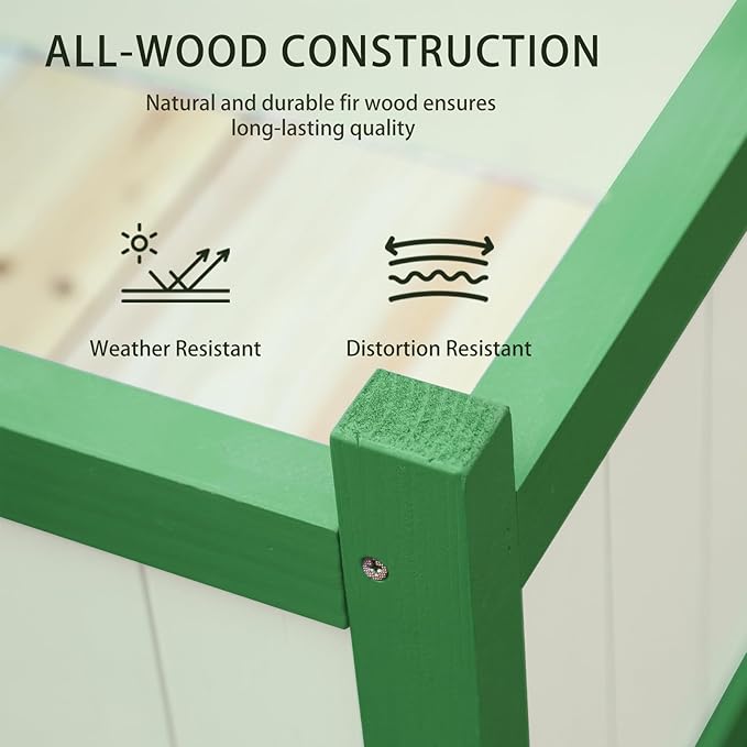 Raised Garden Bed Outdoor, Cedar Wooden Planter Boxes with Trellis, 17.7”L x 16.1”W x 27.6”H Raised Planter Box with Legs for Backyard, Patio, Balcony with Bed Liner (Green)