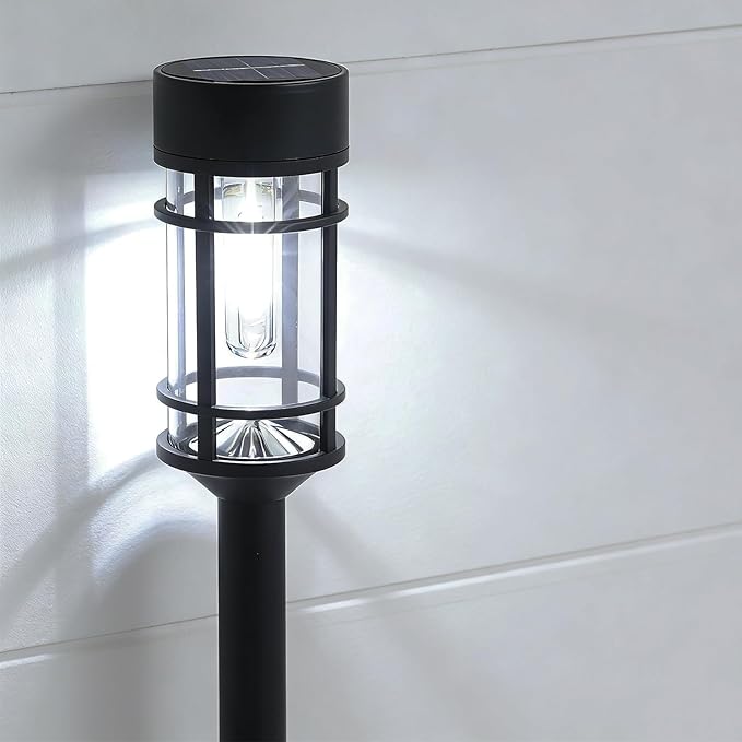 Mancra Solar Pathway Lights Outdoor, 8 Pack Metal Glass Solar Lights Outdoor Waterproof Auto On/Off Landscape Path Lighting Garden Decor for Yard Walkway Driveway, Cool White