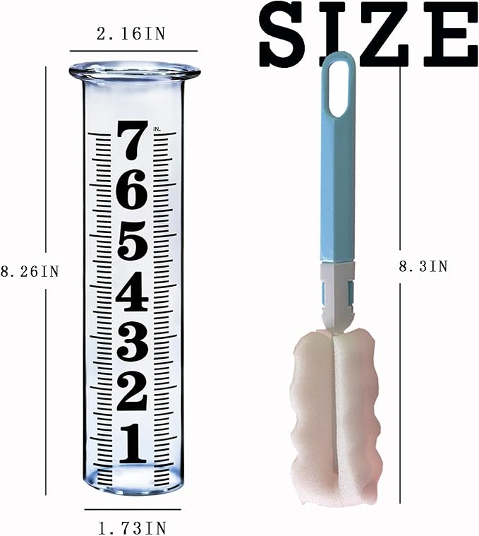 JMBay 7 Inch Plastic Rain Gauge Replacement Tube, Upgrade Freeze Proof Outdoor Plastic Rain Gauges Replacement Tube for Garden Yard Home, Crack Resistance Tube Best pcs Tubes with 1 Clean Brush