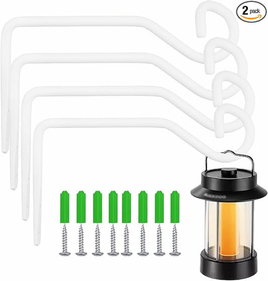 4 Pcs 6.7 Inch White Plant Hanger Hooks Indoor/Outdoor Wall Mount.Metal Heavy Duty Hanging Plant Holder.Hanging Holder for Bird Feeders, Wind Chimes, Flower Baskets (White, 4Pcs)