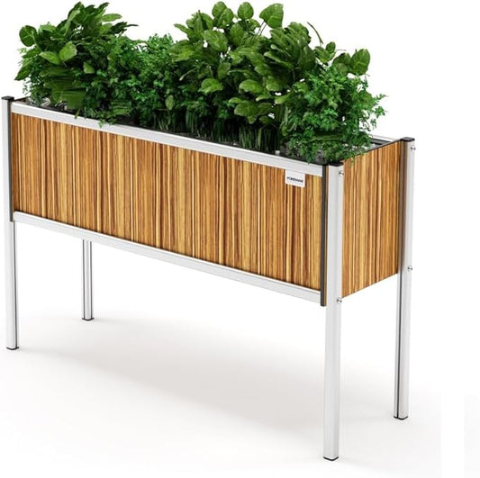 Foreman Raised Garden Bed with Legs- Outdoor Garden Box- 36”Lx12”Wx25”H Elevated Planter Box for Backyard Patio Balcony, Zebrano