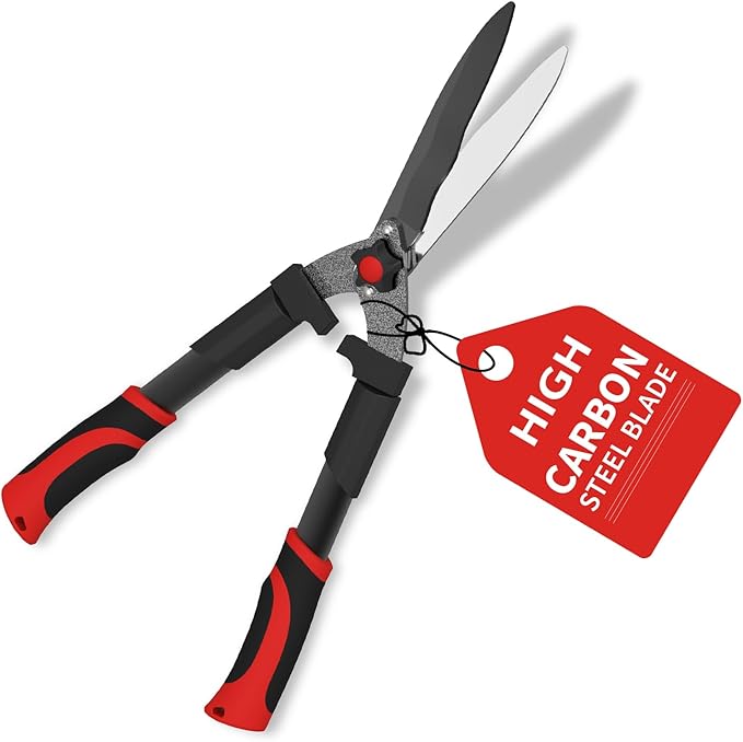 GARTOL 23-Inch Hedge Shears with 9‘’ Extra Thick High Carbon Steel Wavy-Blade, Precision Cutting | Rust-Resistant Ergonomic Handles with TPR Grip, Adjustable Tension Knob & Shock-Absorbing Bumpers