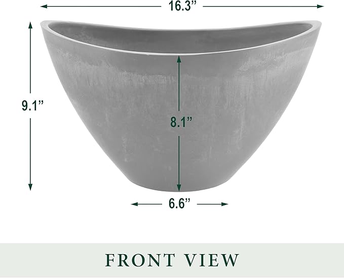 PSW Pot Collection YB41TCB Plastic/Stone/Wood Composite Curved Planter Pot – No Drainage Hole (Drillable), for Indoor and Outdoor Plants and Gardens, 16-inch, Terra Cotta Color