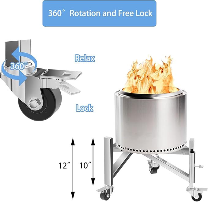 Universal 15-27" Fire Pit Stand, Stainless Steel Firepit Stand for Solo Stove Ranger, Bonfire, Yukon, Outdoor Fireplace Tools for Solo Stove Fire Pits and Other 15" 17" 19" 19.5" 22" 25" 27" Fire Pit