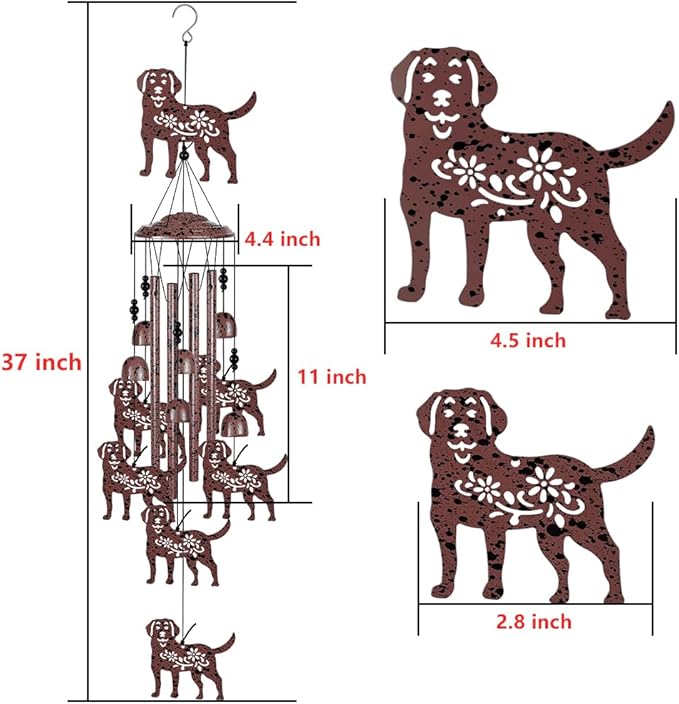 Outdoor Dog Wind Chimes Decoration, Memorial Wind Bells, Mobile Chimes, Blessing Wind Chime, Romantic Wind Catcher, Puppy Decor, 7 Dogs Wind Chimes Gifts for Mom, Home, Balcony, Tree, Festival, Garden