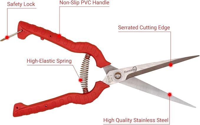 Sanung 2 PACK Multifunctional Thin Fruit Scissors, P-905 Garden Pruner Shears Cutters with Anti-Slip Grip High-Grade Spring Lock Garden Pruner for Garden Fruits Vegetables Plants Flowers