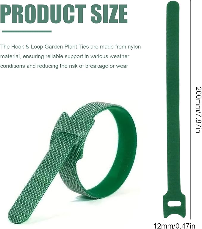 200Pcs Adjustable Hook & Loop Plant Cable Ties, 8-Inch Green Nylon Ties for Climbing Plants, Multi-Purpose Support for Gardening and Home Use