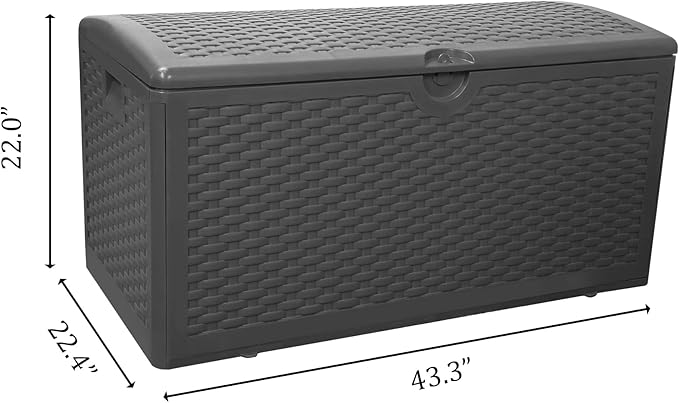 80GAL Deck Box Black，Waterproof Resin Storage Bin， Package Delivery，Garden，Patio Cushions，UV Resistant