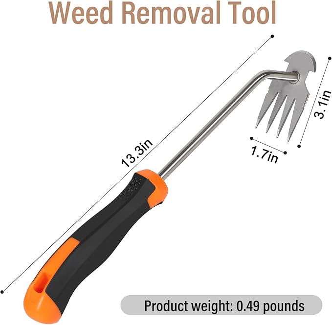 Weed Remover Tool, 2023 New Durable Garden Weed Tool, Portable Garden Weeding Tool for Vegetable Gardening Backyard Farm Planting & Weeding (Rubber Handle)