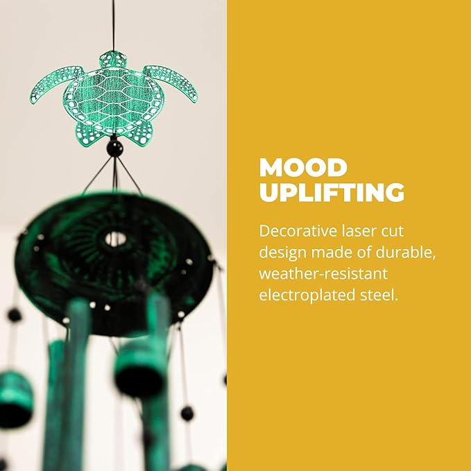 VP Home Rustic Green Turtle Wind Chimes for Outside - 33-in Harmonic Windchimes with Turtles Design for Gardens, Patios, and Porches - Thoughtful Gift for Mom, Grandma, and Turtle Lovers