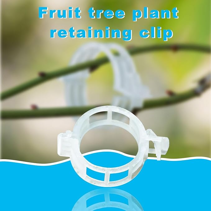 BLUE world Plant Support Clips, 50 Pieces, Plastic Garden Clips, Plant Tie Clips for Tomatoes, Cucumbers, Squash Vines, 1 Inch Inner Diameter (50, White)