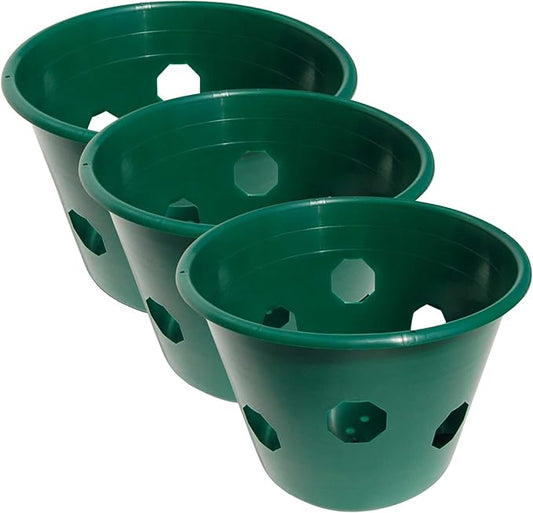Bloom Master Hanging Baskets - 2 Gallon (3 Pack) - Hanging Planters for Outdoor Plants - Use as a Hanging Flower Basket, Strawberry Planter, Herb Planter, & More - Hanging Pots for Plants Outdoor