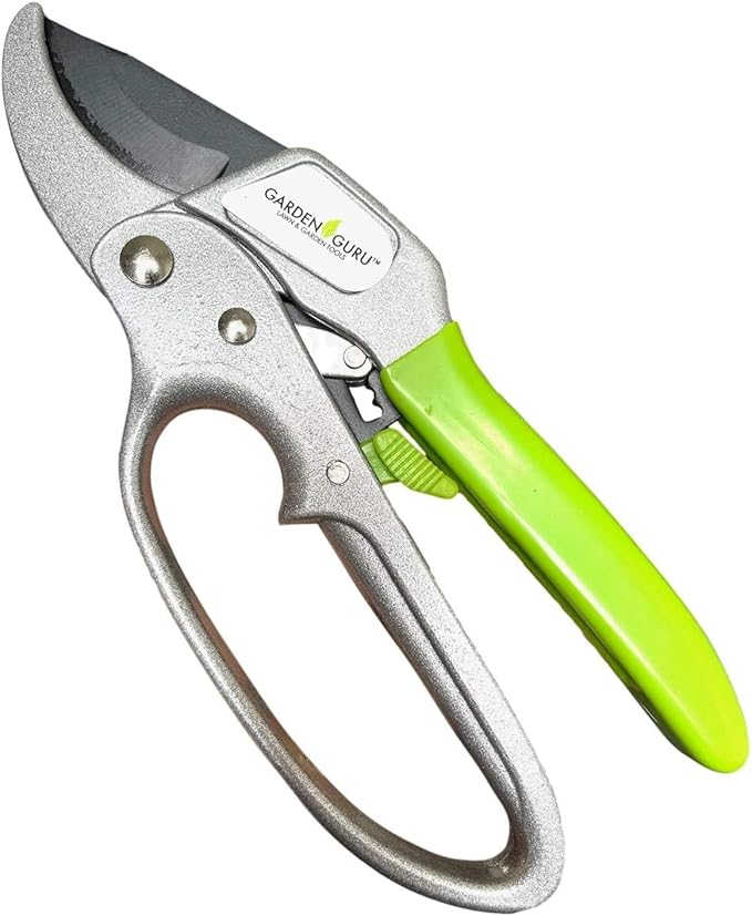 Garden Guru Professional Ratchet Pruning Shears Clippers – 4X Cutting Power – Ratcheting Garden Anvil Pruners Scissors - Makes Tough Cuts Easy - Great for Seniors & Arthritic Hands (4 Pack)
