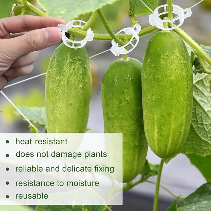 PEOUWNES 200 Pcs Plant Support Garden Clips, Tomato Clips, Crop Clips for Vine Vegetables, Fixing Tomato, Sweet Pepper, Eggplant, Makes Plants Grow Upright and Healthier