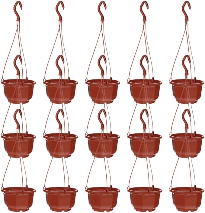 Plastic Hanging Planters 15 Pack Small 4 Inch Hanging Flower Pots with Hooks for Indoor Outdoor Garden Balcony Plants