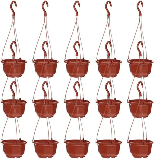 Plastic Hanging Planters 15 Pack Small 4 Inch Hanging Flower Pots with Hooks for Indoor Outdoor Garden Balcony Plants