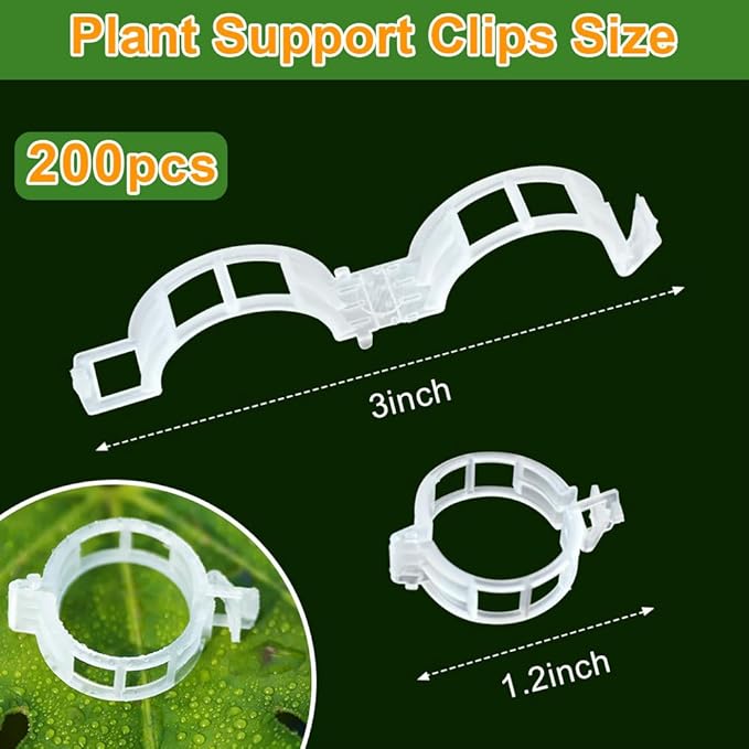 PEOUWNES 200 Pcs Plant Support Garden Clips, Tomato Clips, Crop Clips for Vine Vegetables, Fixing Tomato, Sweet Pepper, Eggplant, Makes Plants Grow Upright and Healthier