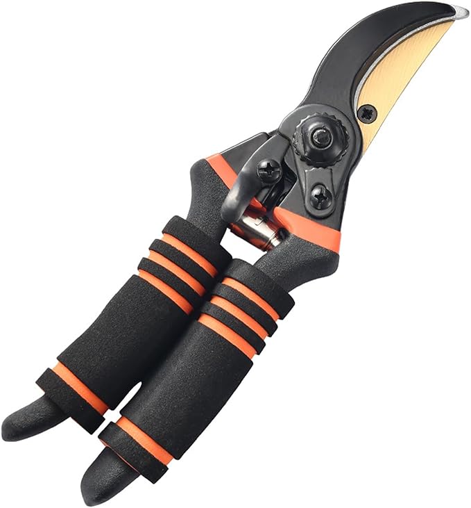 MEPEREZ Titanium Coated Pruning Shears Reduce Wrist Fatigue - Cuts 3X Easier, Weak Hand Arthritis Snips, 1 Inch Shear Diameter, Rust Resistant, Strong, Comfortable & Ergonomic Handle