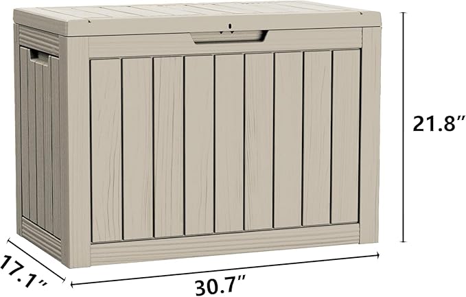 Yardgrace 46 Gallon Resin Deck Box Waterproof Outdoor Storage Box for Patio Furniture Pool Accessories Indoor Storage for Cushion Garden Tools, Gray